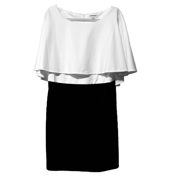 Calvin Klein Women’s Size 14 Sheath – Black & White Overlay Dress - Picture 2 of 4